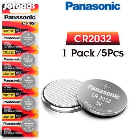 Lithium CR2032 - Panasonic  Gombelem 5 db-os csomag  (2860)