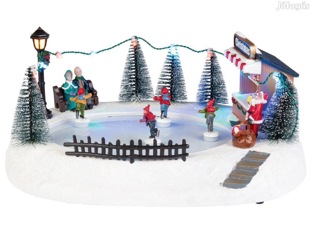 Livarno Home Skating karácsonyi falu, LED-es világító, zenélő animált