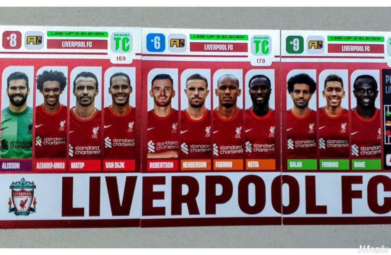 Liverpool Line Up Eleven három focis kártya Panini Top Class 2022