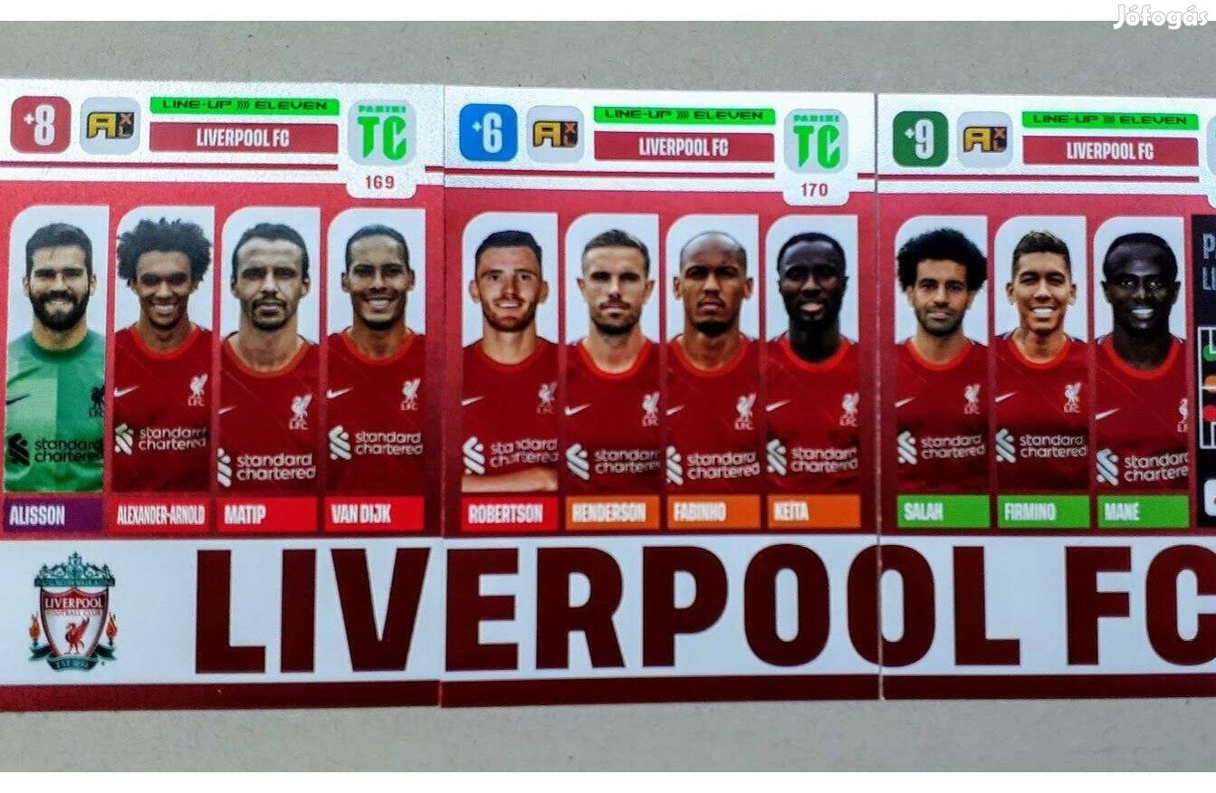 Liverpool Line Up Eleven három focis kártya Panini Top Class 2022