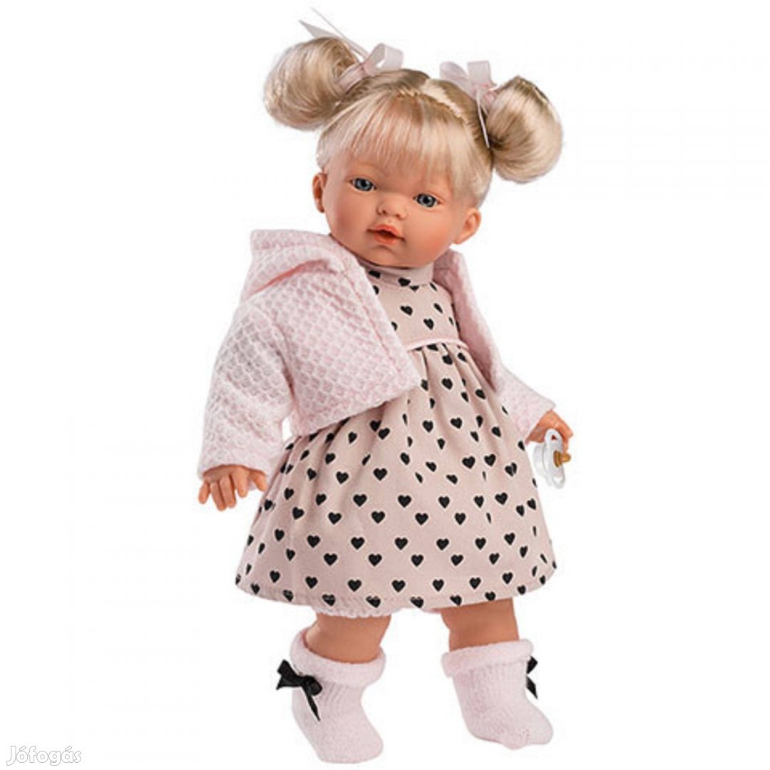 Llorens Roberta 33cm-es síró baba szívecskés ruhában e