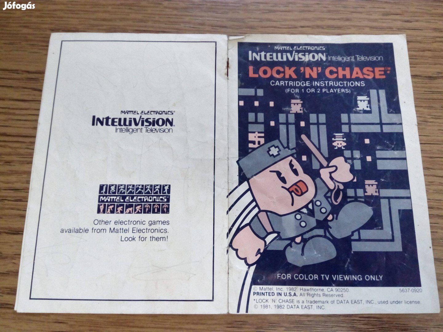 Lock'n Chase Mattel Intellivision játék használati útmutatója eladó!