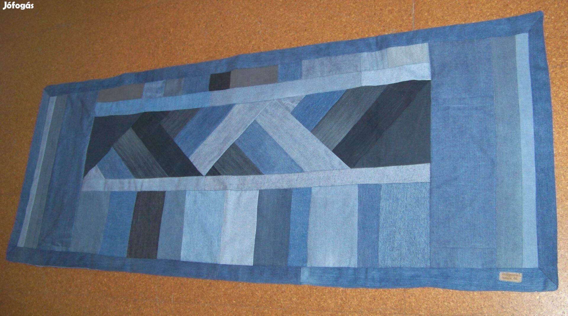 Logic: falvédő, falikép, farmer patchwork. 160 cm. Új, egyedi,kézműves