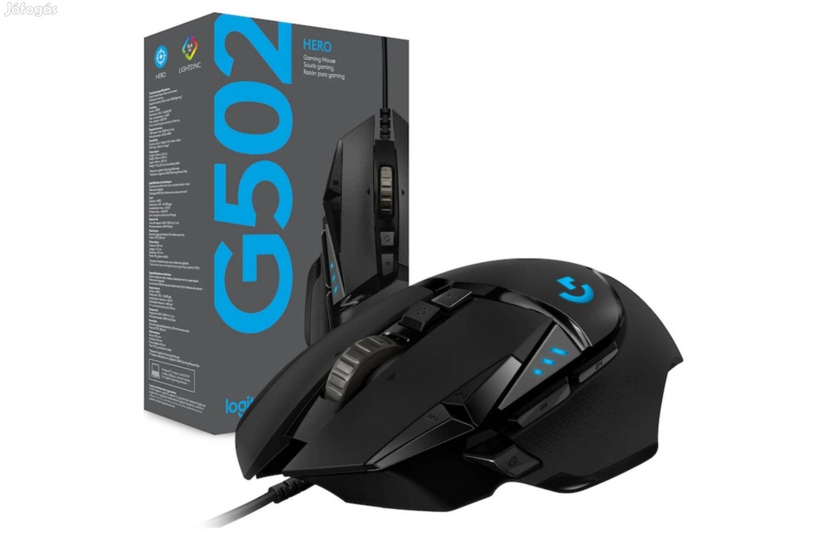 Logitech G502 Hero vezetékes gaming optikai egér, RGB, 16.000 DPI, új