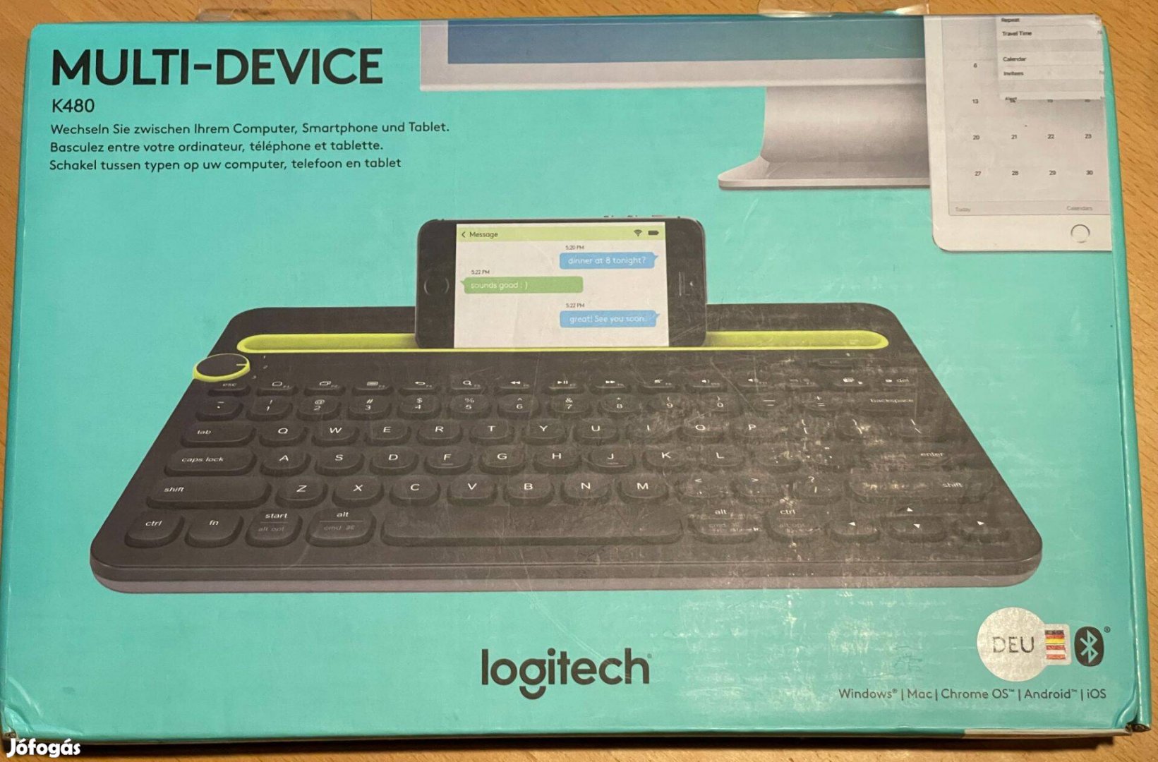 Logitech K480 Bluetooth-os billentyűzet beépített mobil, tablettartó