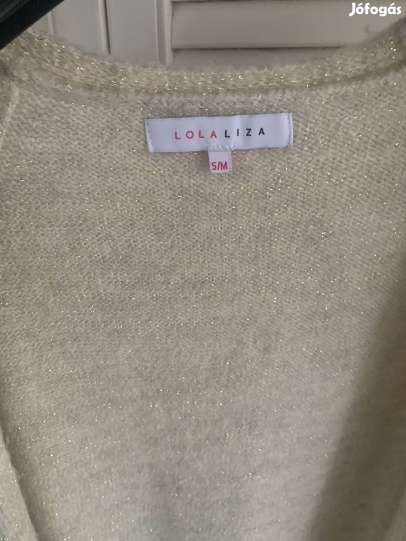 LolaLiza bézs arany szállakkal kardigán SM méret