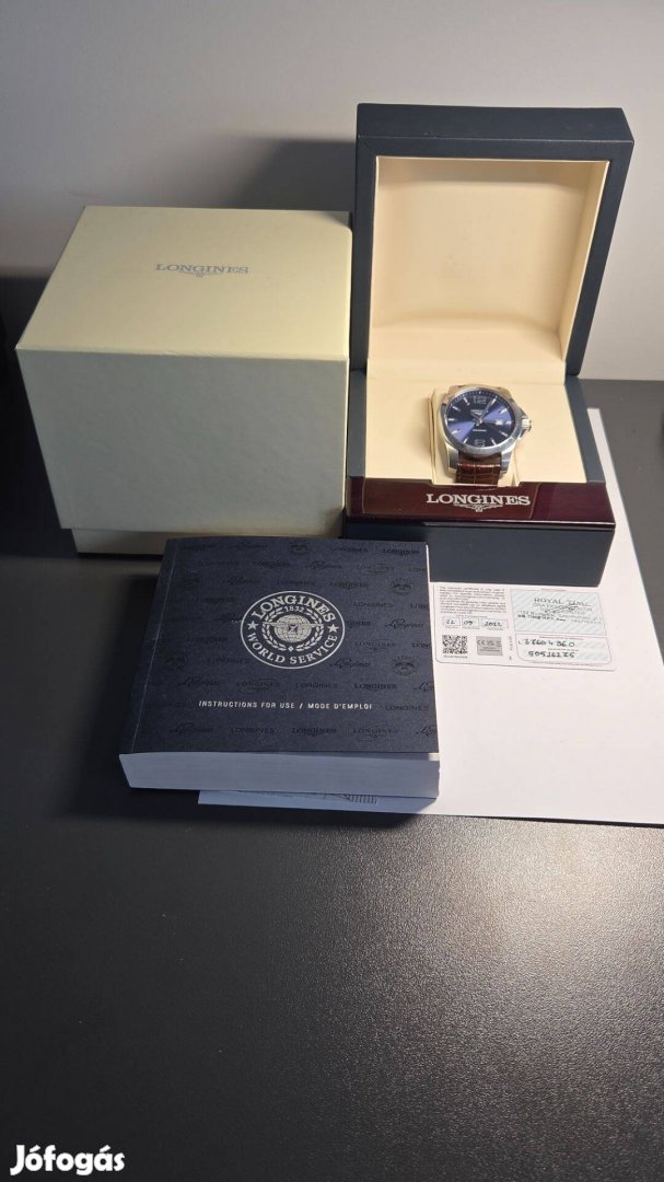 Longines Conquest Full szett, 2022, új Hirsch bőrszíj