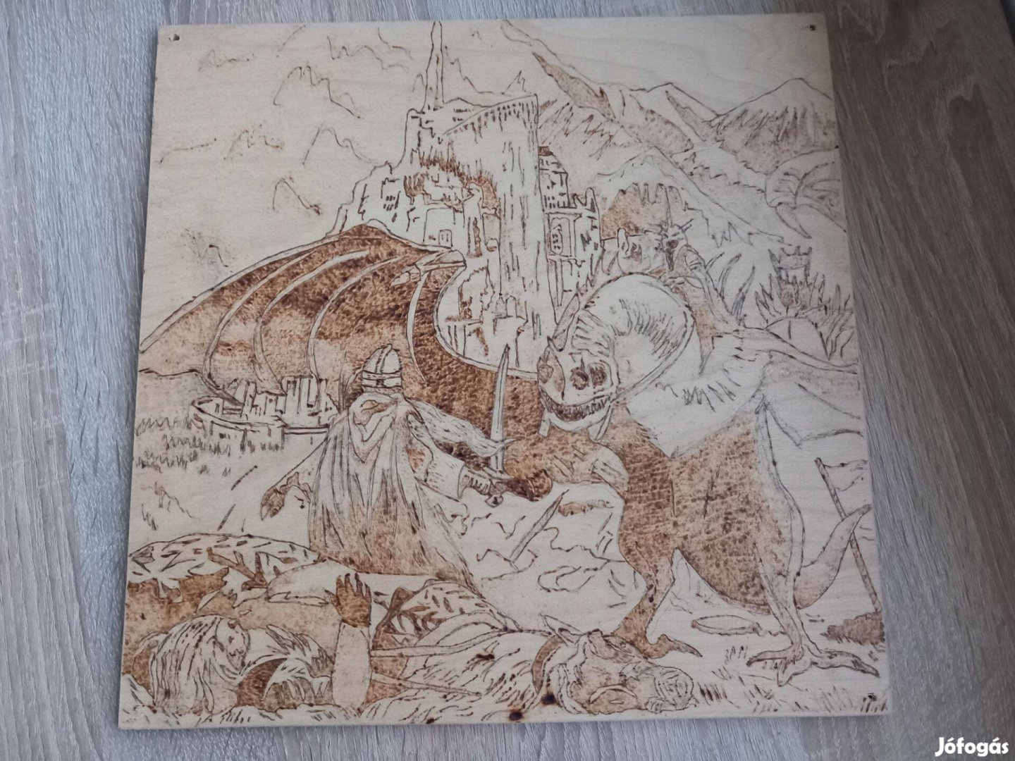 Lord of the Rings, Gyűrűk ura égetett fa tábla, kép, falikép