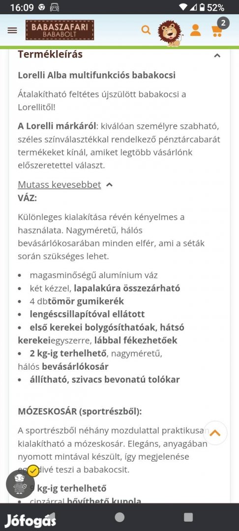Lorelli Alba 2in1 babakocsi 