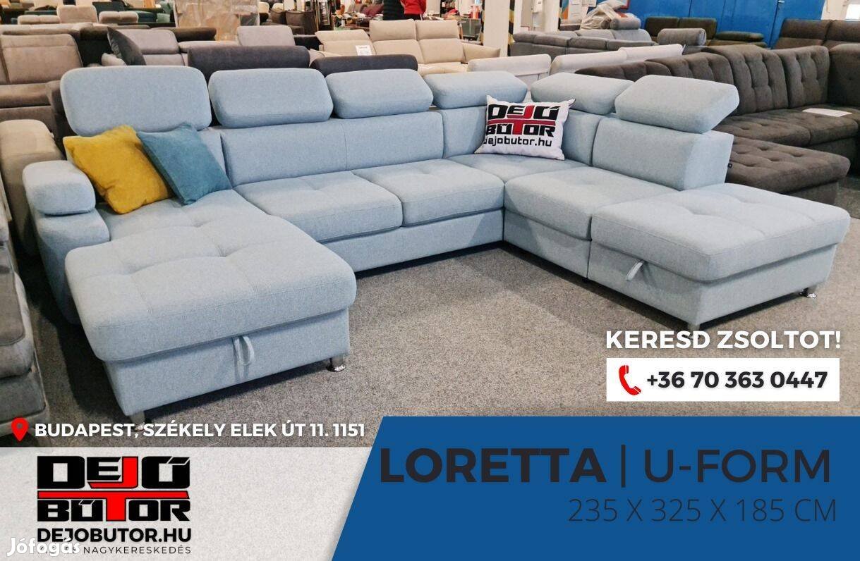 Loretta Ualak rugós kék kanapé ülőgarnitúra 235x325x185 cm sarok