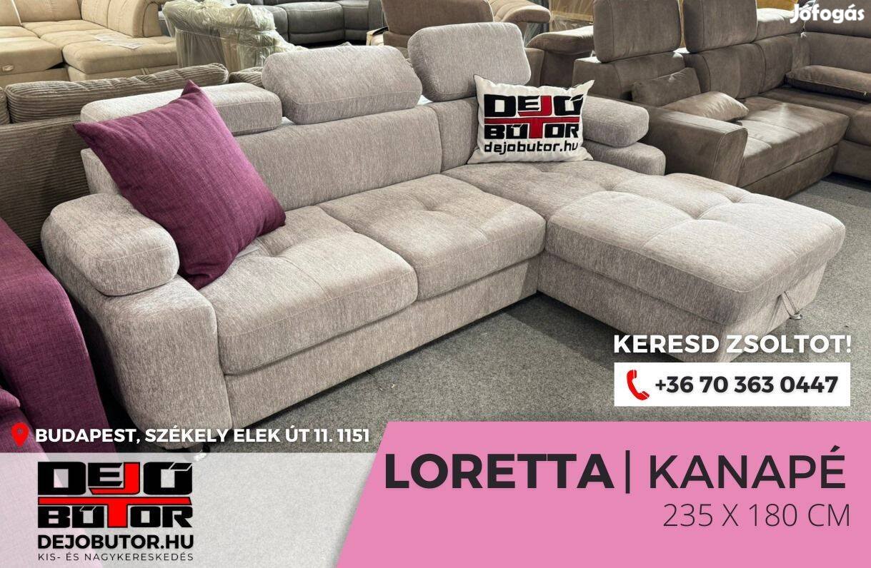 Loretta bézs rugós sarok kanapé ülőgarnitúra 235x180 cm ágyazható