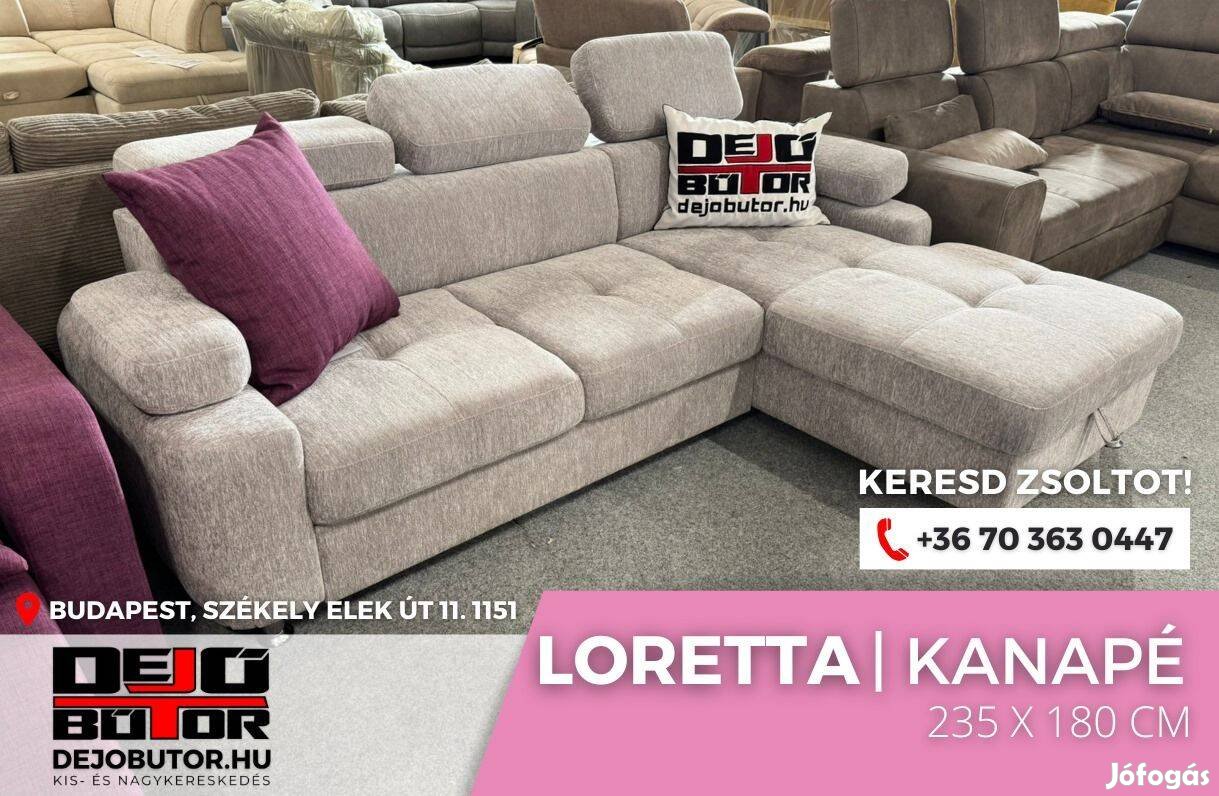 Loretta kanapé ülőgarnitúra rugós bútor 235x185 cm szürke