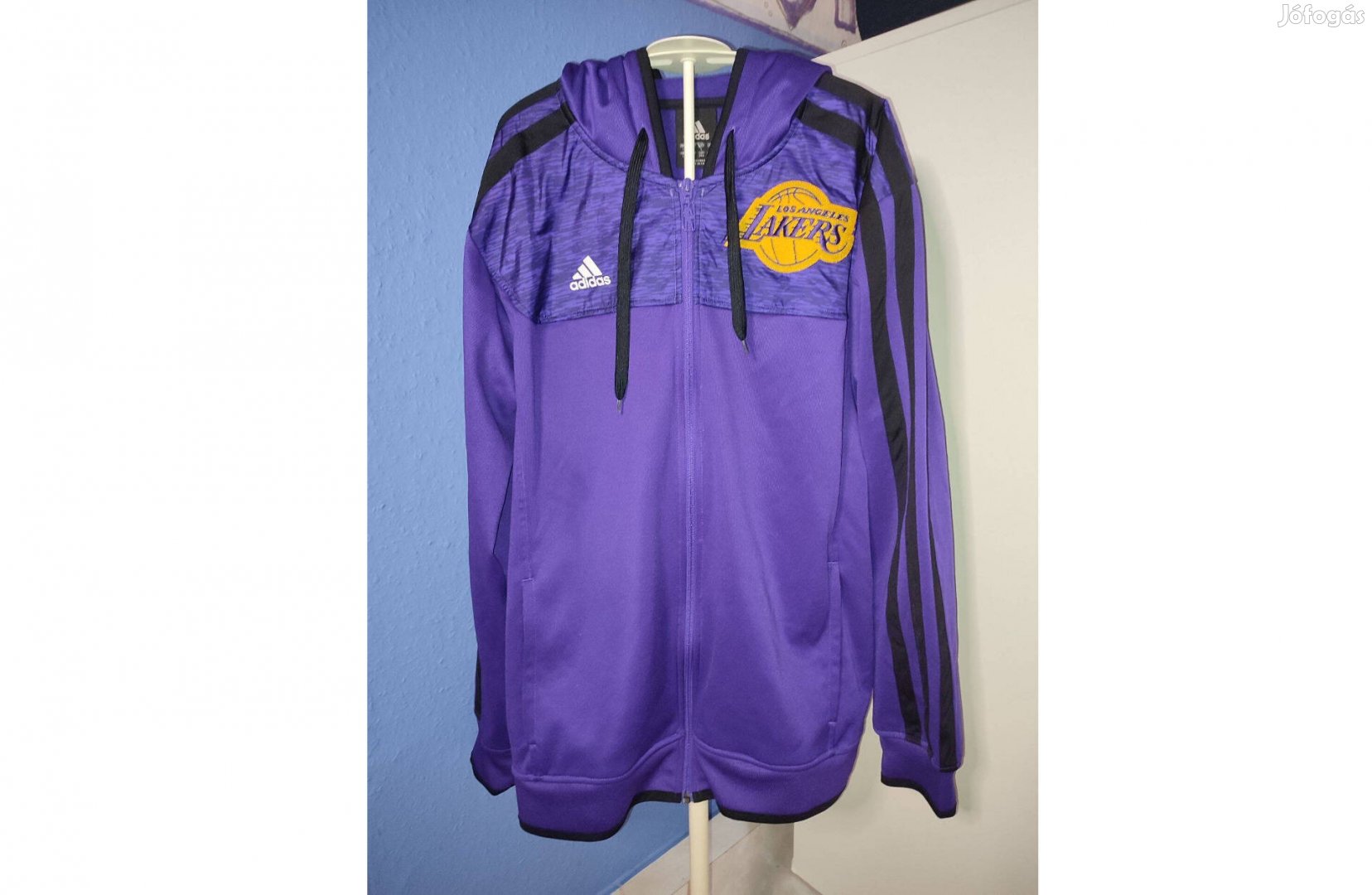 Los Angeles Lakers lila eredeti adidas kapucnis cipzáras felső (L)