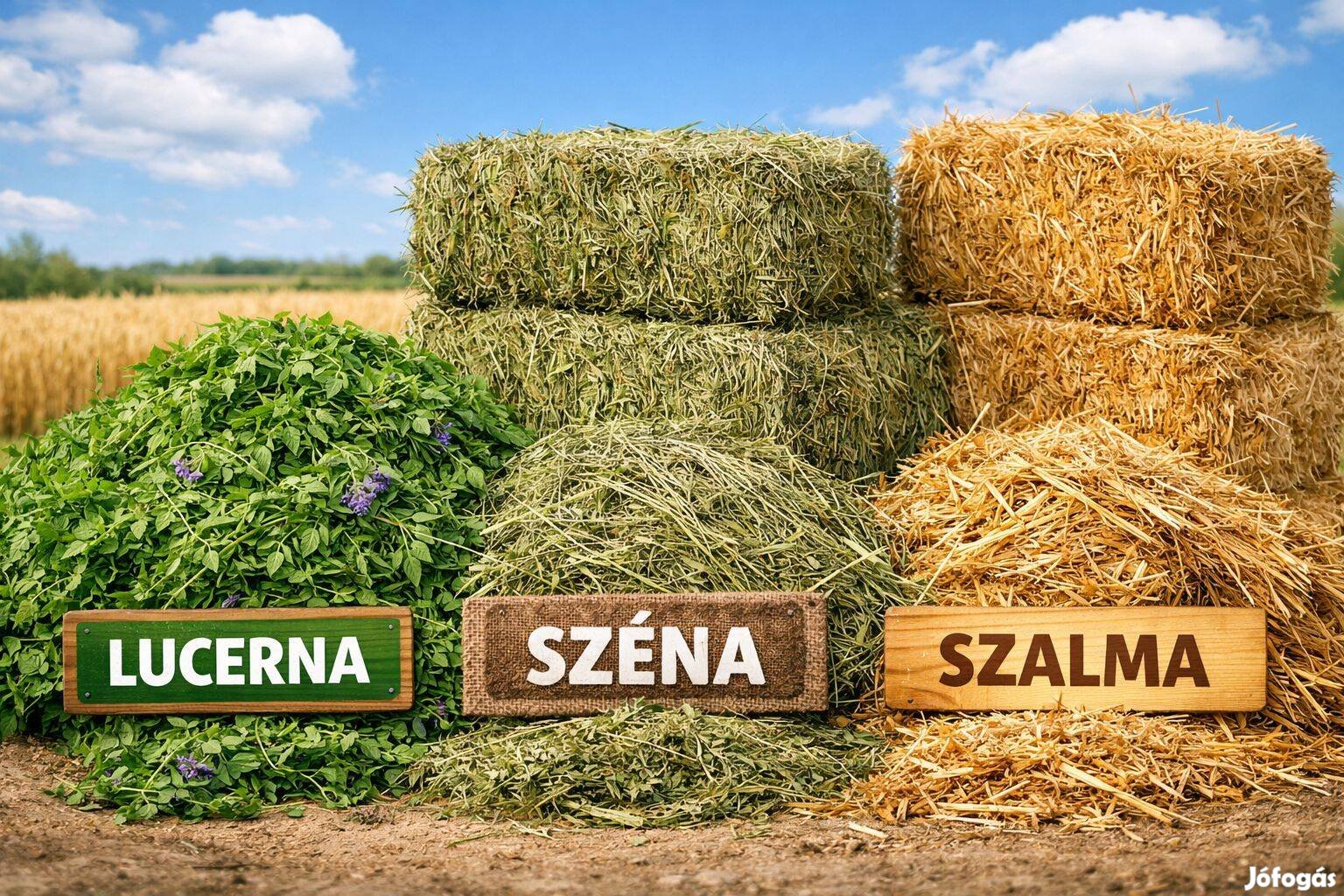 Lucerna, széna, szalma