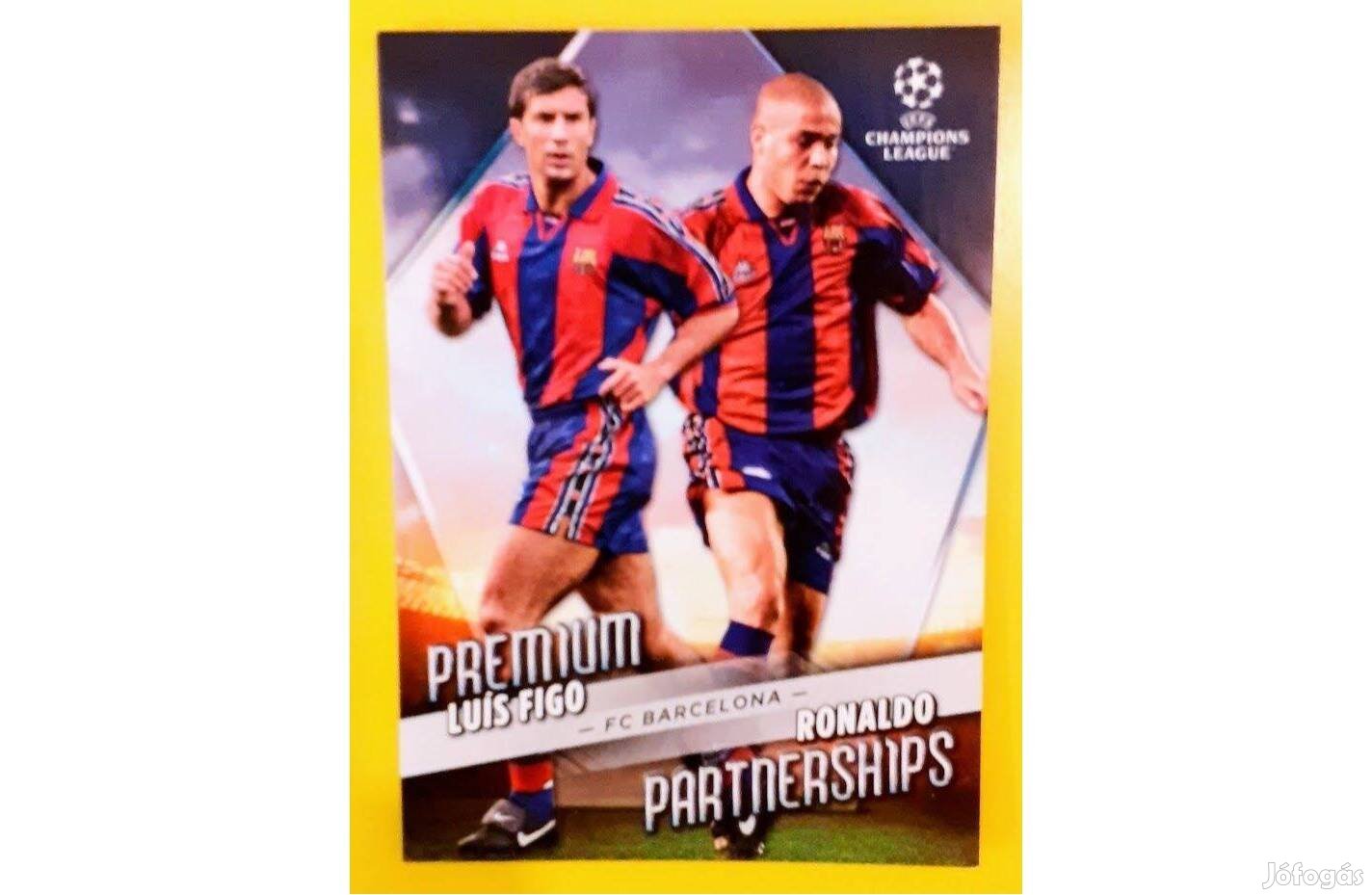 Luis Figo Ronaldo Barcelona Premium Partnership focis kártya Topps