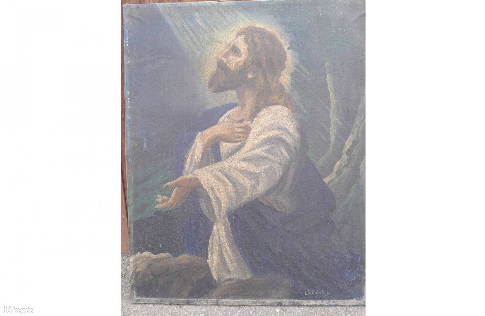 Lukács L olaj-vászon festmény, Jézus, vallási tárgyú régiség