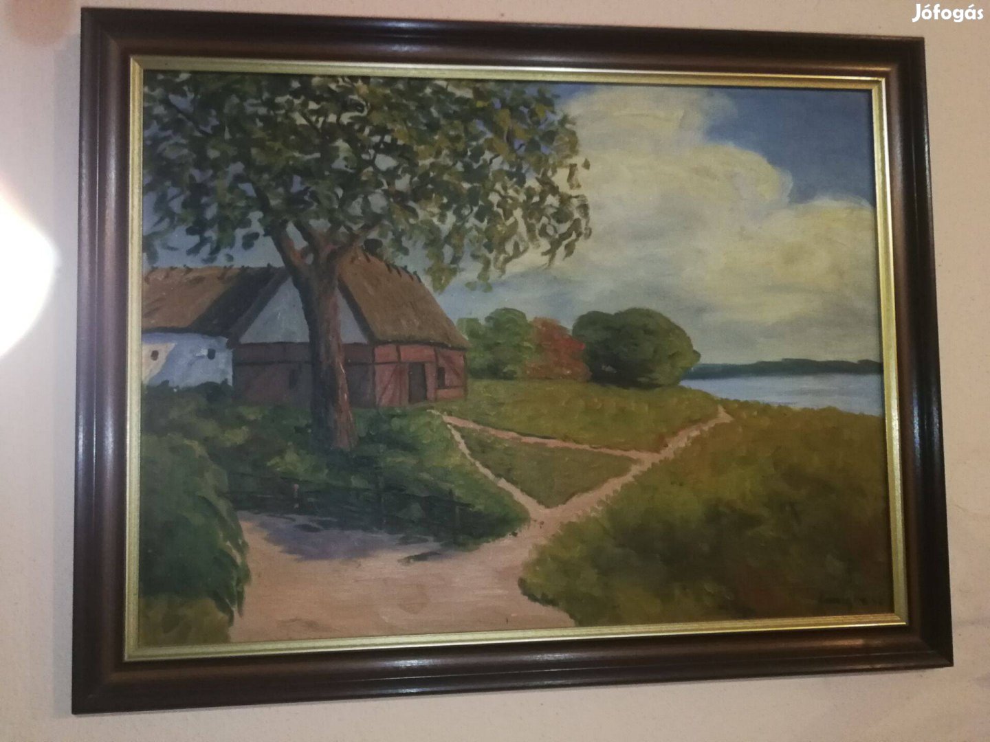 Lundgren svéd festő tájkép olaj festmény, 100 x 80 cm