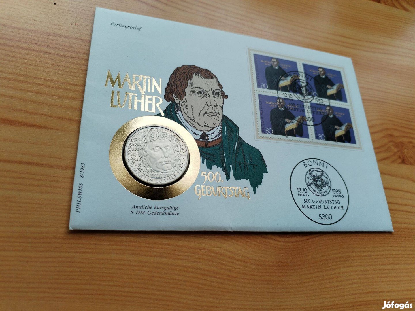 Luther Márton 5 márkás 1983-as érmés FDC-ben