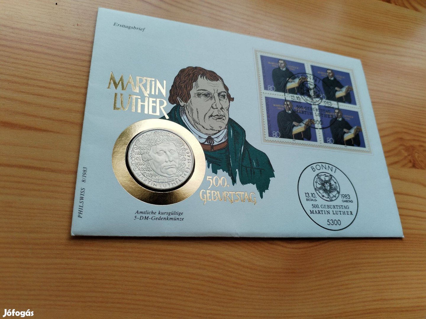 Luther Márton 5 márkás 1983-as érmés FDC-ben