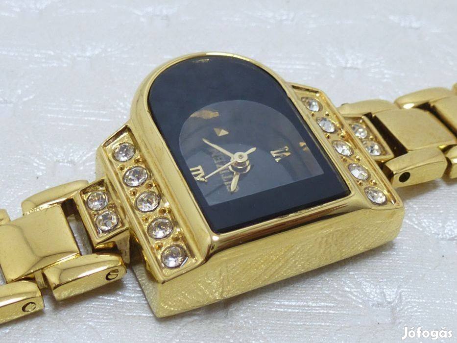 Luxus 23 kt arany női óra, gyémánt jellegű köves ékszer karóra