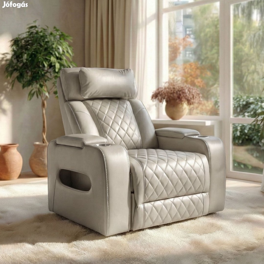 Luxus elektromos relax fotel, lábtartóval, pohártartóval,