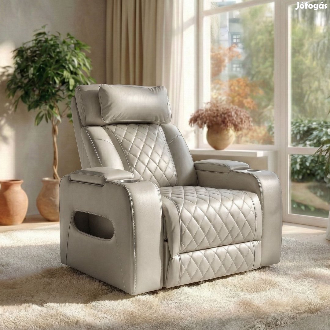 Luxus elektromos relax fotel, lábtartóval, pohártartóval,