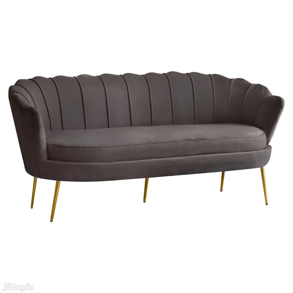 Luxus kanapé, 3 személyes, szürkésbarna Velvet szövetarany,