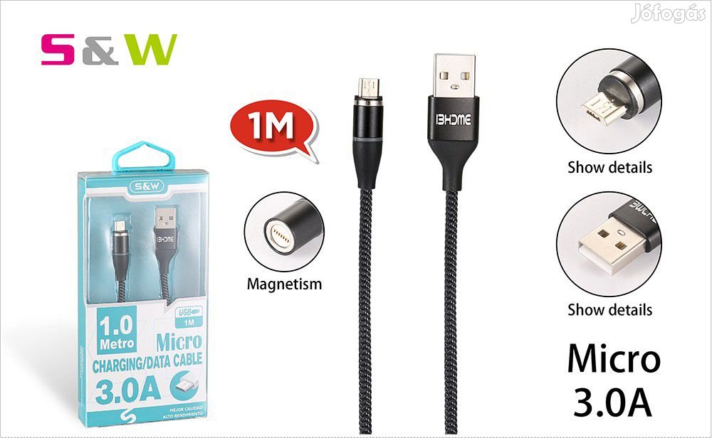 MÁGNESES CELLECT SZÖVET BORÍTÁSÚ USB - MICRO USB TÖLTŐ ÉS ADATKÁBEL 3