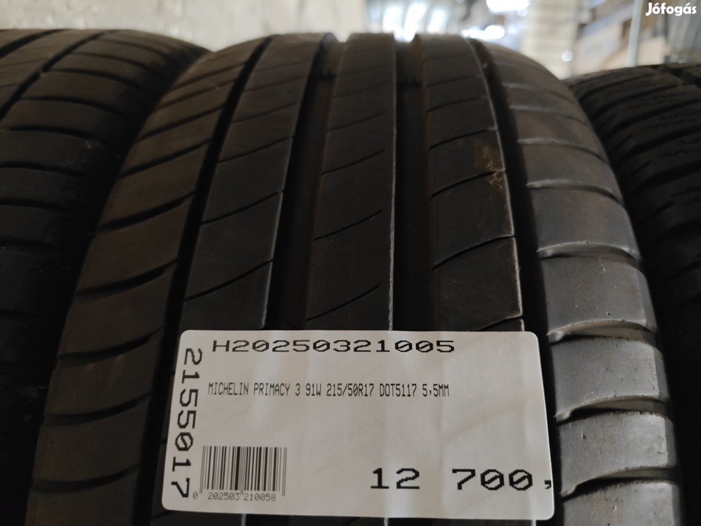 MICHELIN PRIMACY 3 91W   215/50R17 DOT5117 5,5MM  Használt nyárigumi