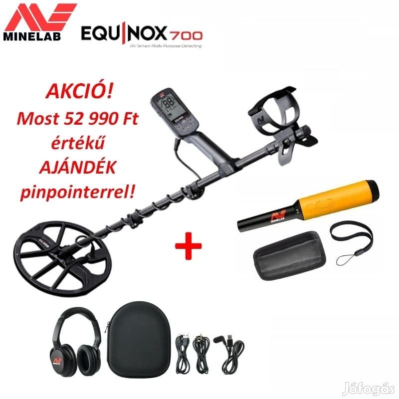 MINELAB EQUINOX 700 FÉMDETEKTOR FÉMKERESŐ 11'' TEKERCCSEL +  Ajándék