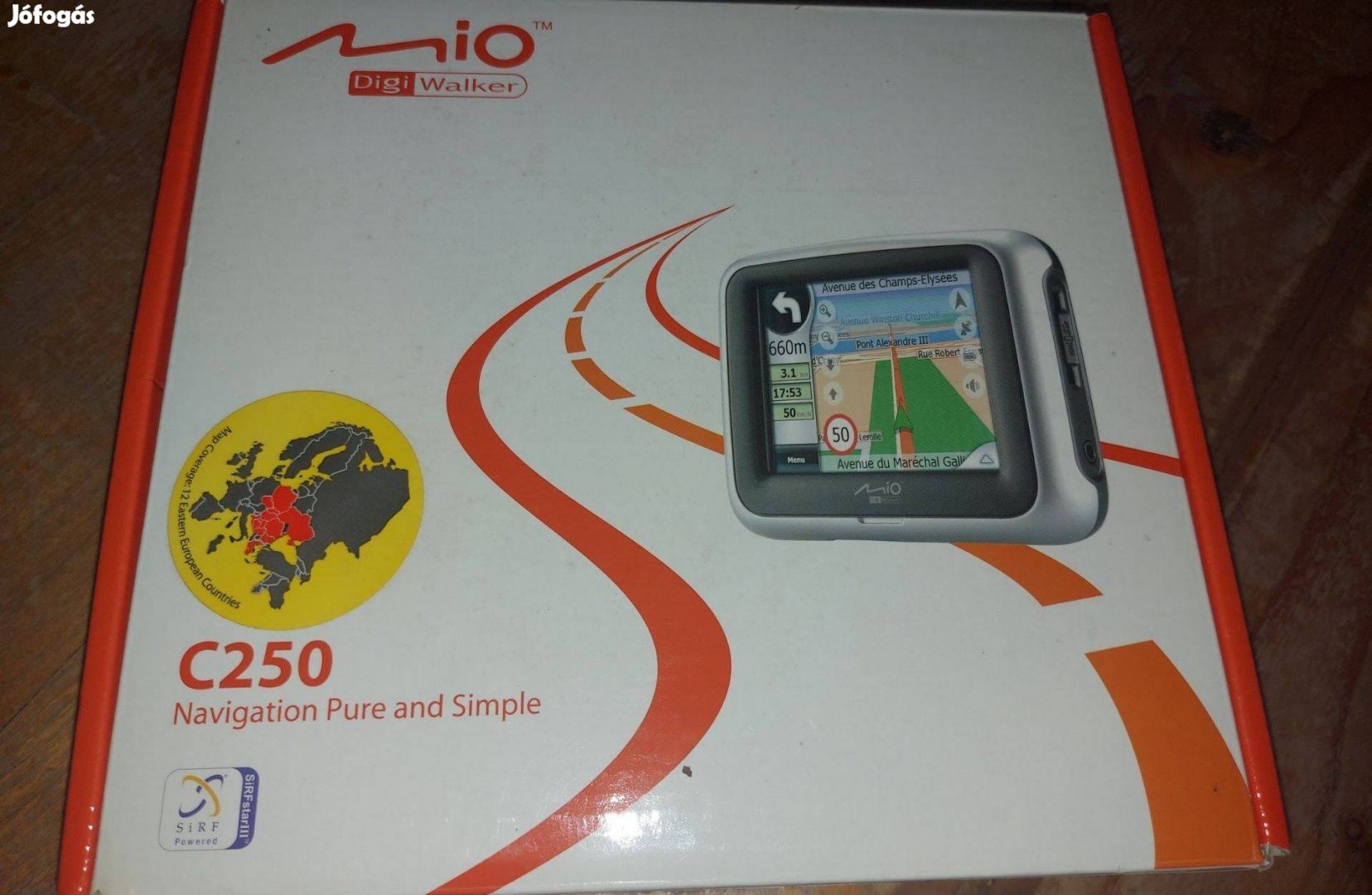 MIO GPS C250 19eFt dobozábab Európa térkép kivehető memória kártyás