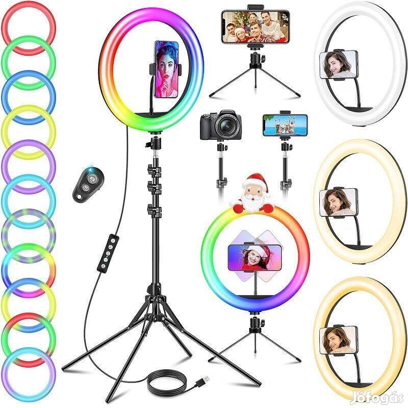 MJ33 12" rgb körlámpa szett, állvánnyal, kioldóval, usb csatlakozóval