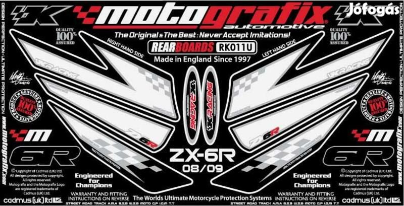 MOTOGRAFIX Hátsó Idom Számtábla Fehér Kawasaki ZX6R Ninja