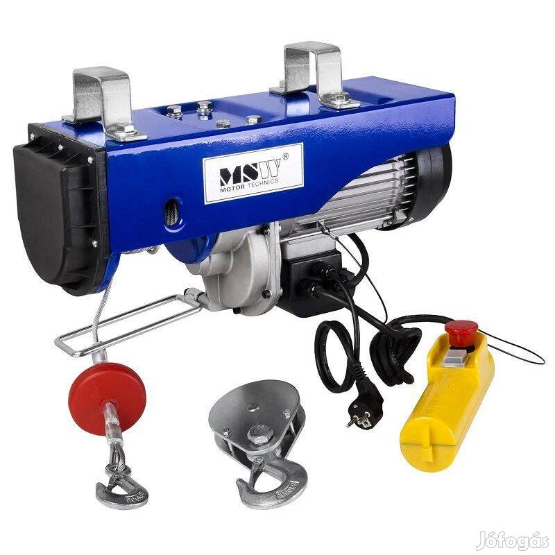 MSW P1000D elektromos csörlő 990/495kg, 6/12m, 1600W, 230V - kék