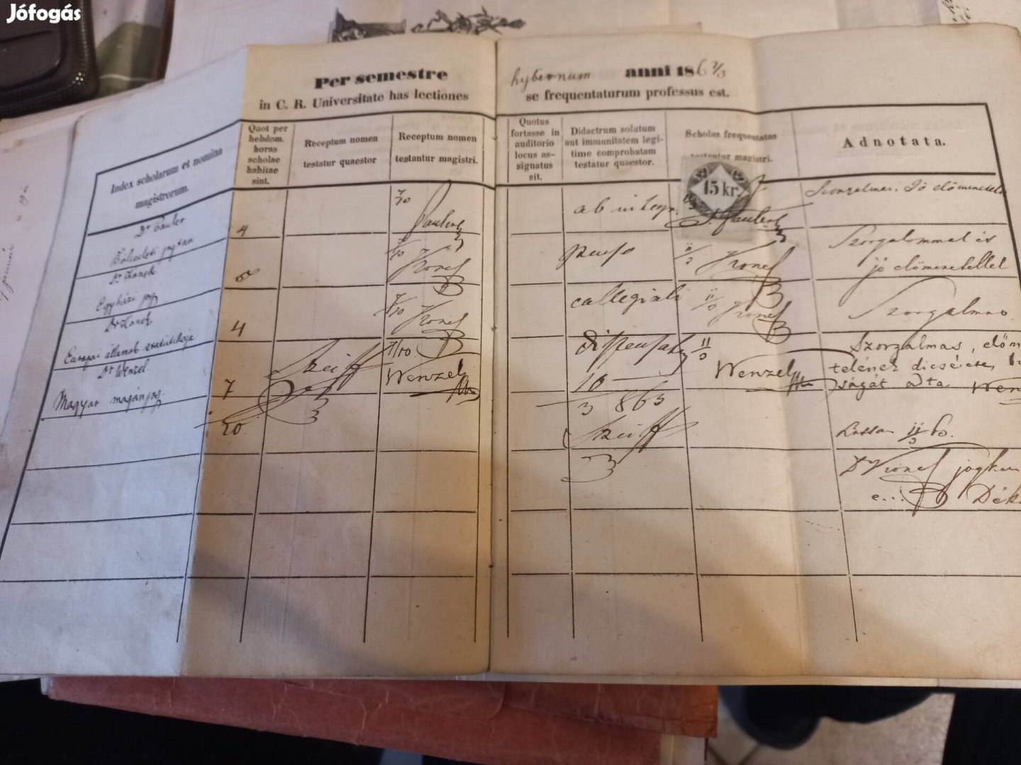 MTA tagok aláírása egyetemi jelenléti íven