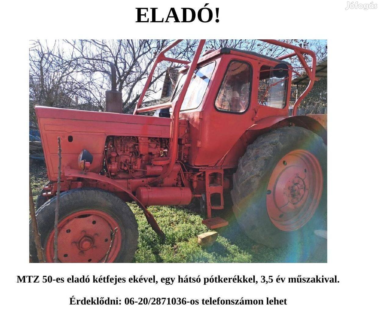 MTZ 50-es kétfejes ekével eladó