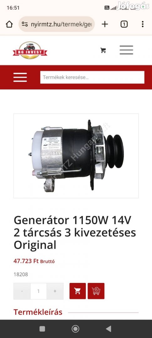 MTZ új generátor 1150w