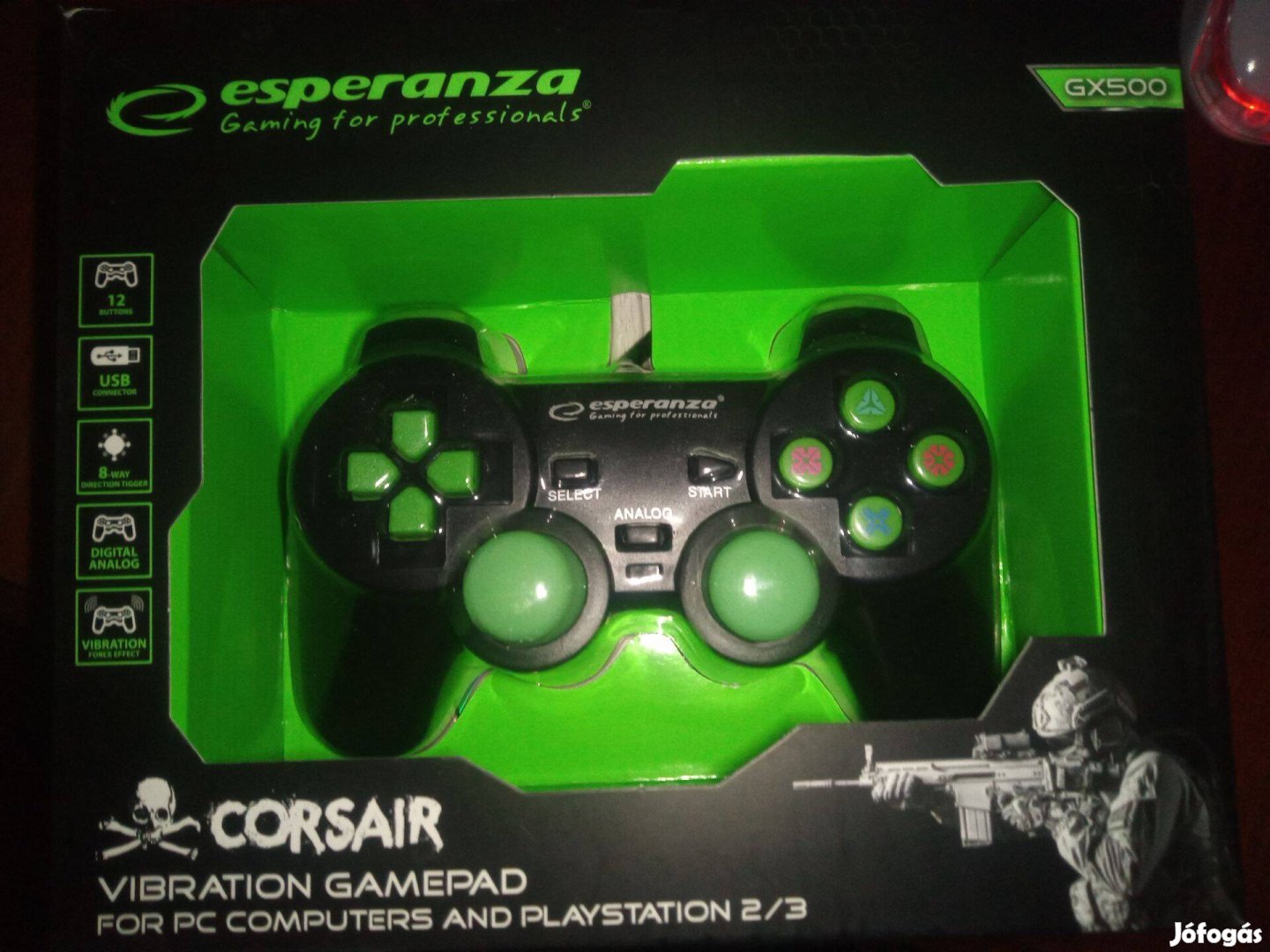 M-56 Ps2-Ps3 Esperanza Gx 500 Fekete Vezetékes Controller Új Bontatl