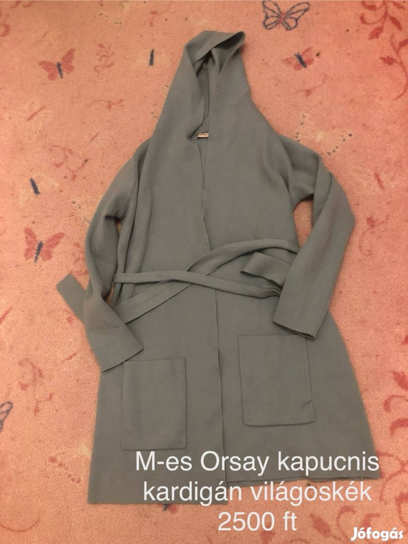 M-es Orsay kapucnis babakék zsebes kardigán