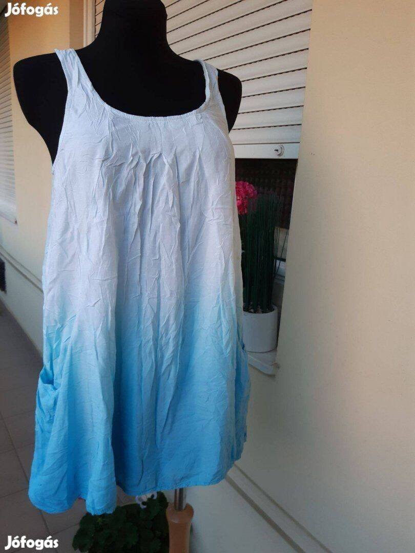 M-es kék/fehér ombre pamut női tunika