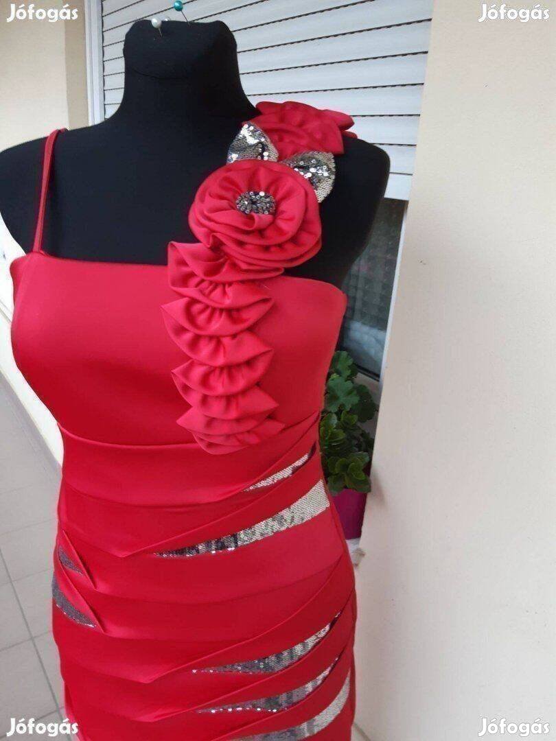 M-es piros alkalmi női csillámos ruha
