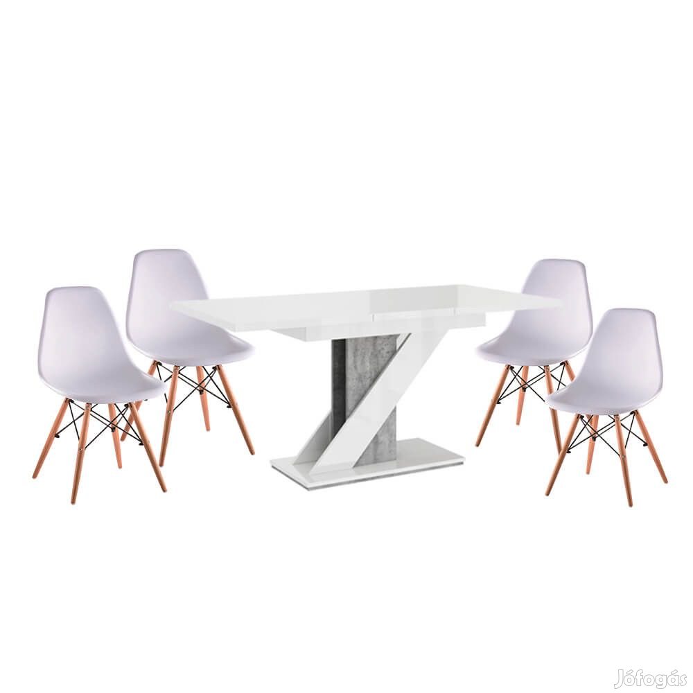 Maasix WGS Szürke-Magasfényű Fehér Z 4 személyes étkezőszett Fehér Di