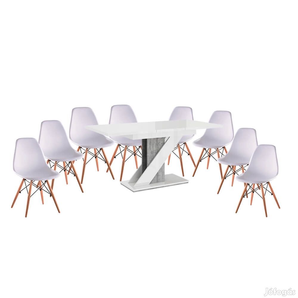 Maasix WGS Szürke-Magasfényű Fehér Z 8 személyes étkezőszett Fehér Di