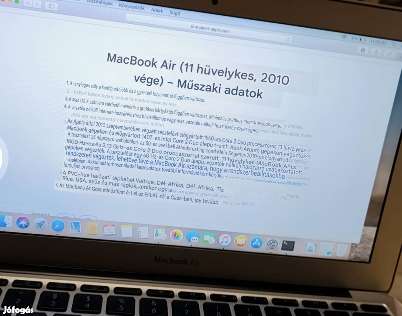 Macbook Air 11 Late 2010 - Megkímélt állapotban,