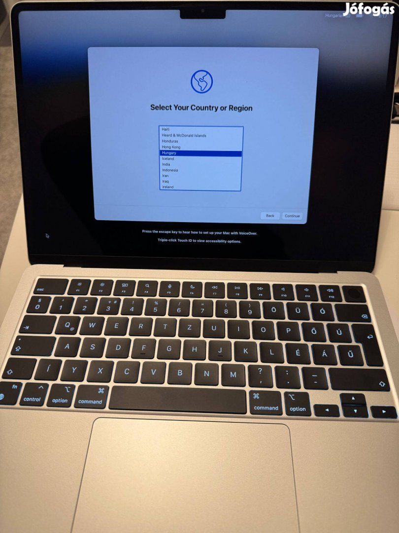 Macbook Air M3 13" 16/512GB, ezüst, magyar, makulátlan, icentre, garis