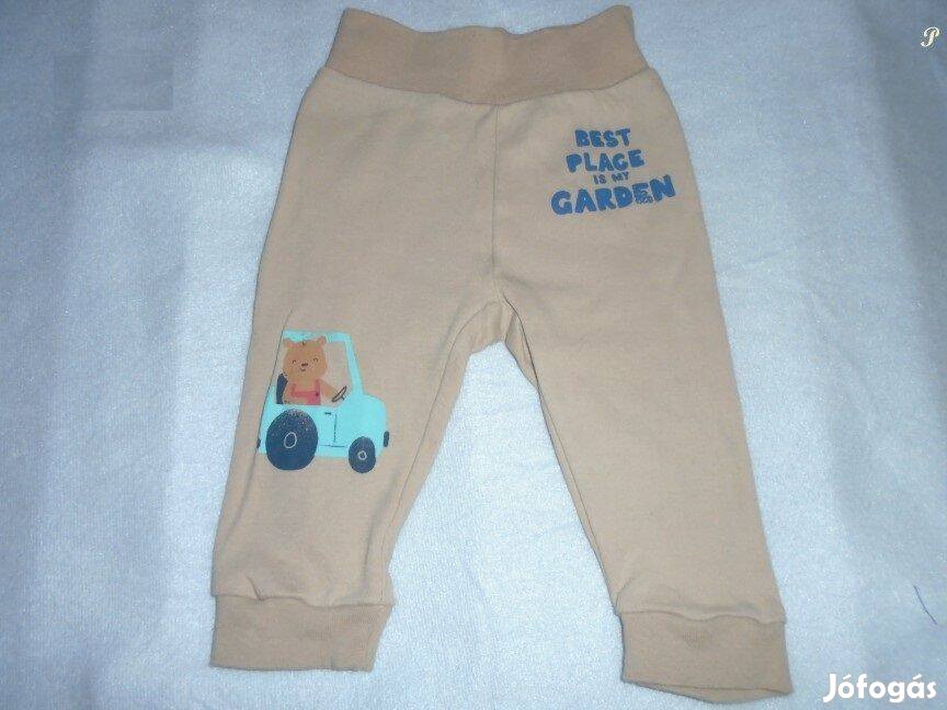 Maci és autó mintás jogger pamut nadrág 3-6 hó méret 68