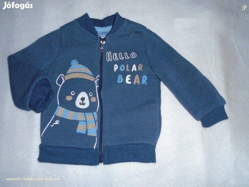 Maci mintás kék cipzáras pulóver 3-6 hó (méret 68)