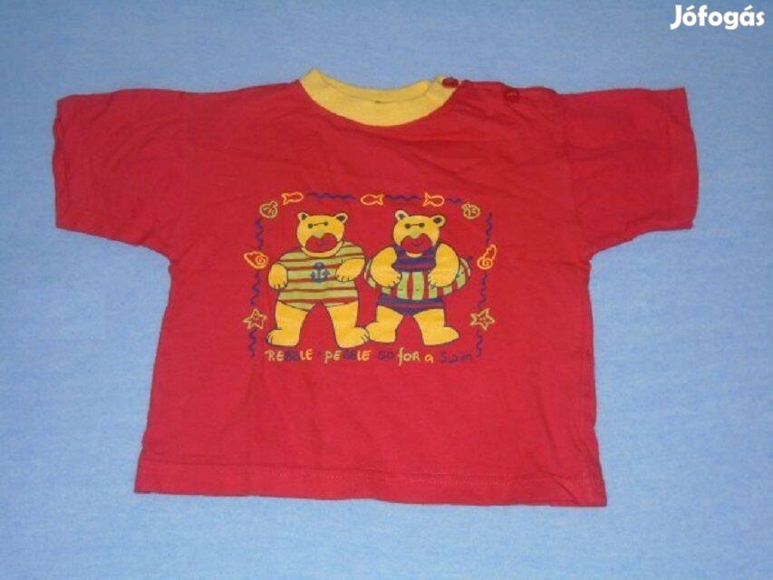 Maci mintás piros póló 9-12 hó méret 80