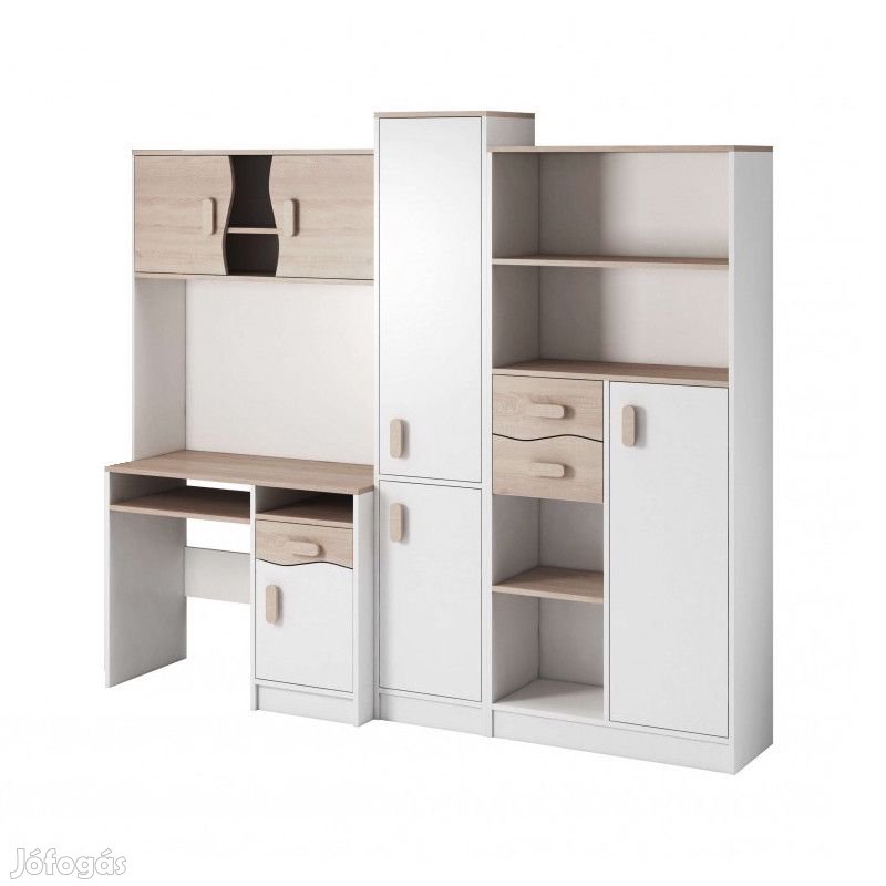 Macius III New Ifjúsági szekrénysor íróasztallal fehér  sonoma- Vála