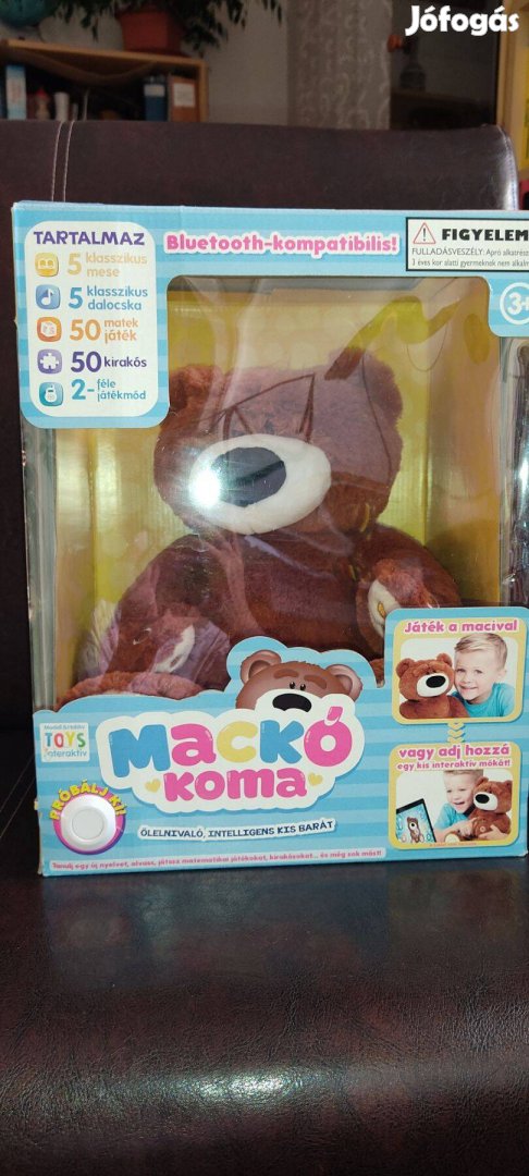 Mackó Koma 30 cm, mesét mond, énekel magyarul, interaktív